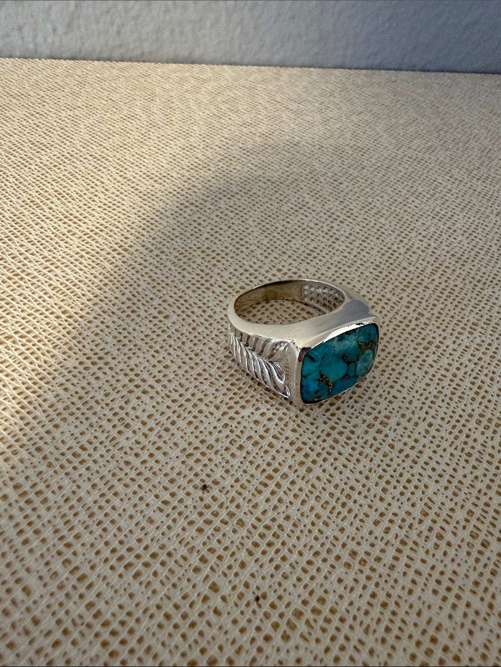 Turquoise Stone Sterling Silver Men's Ring